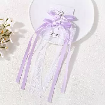 2 шт. Элегантная двухслойная лента с бантом, заколка для волос для девочки, бутик, головной убор, зажимы для волос, длинная кисточка, аксессуары для волос для хвостика