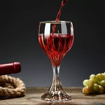 2 шт. Элегантные хрустальные бокалы для вина с золотым узором — винтажные бокалы премиум-класса для шампанского, виски и коктейлей — идеально подходят для дома и гостиничного бизнеса 2pcs