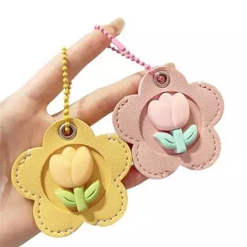 2 шт. Элегантный держатель для ключей в форме тюльпана из искусственной кожи, брелок-подвеска в форме домика, аксессуар для ключей для студенческого рюкзака, сумки H