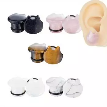 2 шт. Камень Милый Кошачий Ухо Ушная Порошок Кристалл Синий Песок Камень Беруши Оптовая Пирсинг Ювелирные Изделия 6mm