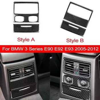 2 шт. карбоновое волокно задняя панель кондиционера рамка крышка отделка для BMW 3 серии E90 E92 E93 2005-2012 автомобильные аксессуары