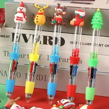 2 шт. Kawaii Christmas 4-цветные нейтральные ручки, симпатичная мультяшная многоцветная шариковая ручка, канцелярские принадлежности для студентов, канцелярские подарки A1