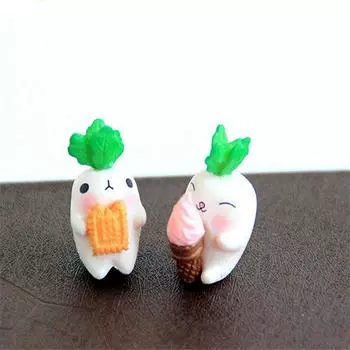 2 шт., кавайная смола, редис, микропейзаж, мультяшный миниатюрный сказочный сад, украшения, плоская задняя часть, смола