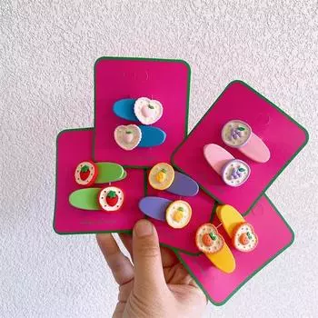 2 шт., кавайные летние заколки для волос из акриловой смолы, заколки для волос ярких цветов с героями мультфильмов, заколки, головные уборы, аксессуары для волос для девочек и детей