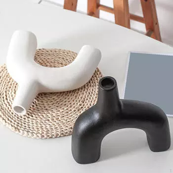 2 шт. Керамическая ваза для цветов, декоративная минималистская композиция для помещения белый