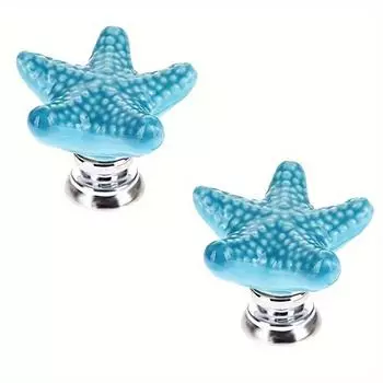 2 шт. Керамические ручки для ящиков в виде морской звезды для комода, ящика шкафа, ручки для шкафа в пляжно-океаническом стиле 2pcs