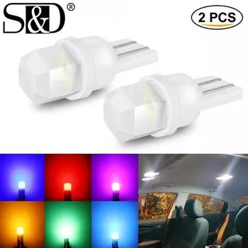 2 шт., керамические светодиодные лампы T10 W5W 194 168, светодиодные Canbus 4SMD 3014, освещение салона автомобиля, клиновидный боковой габарит, габаритная лампа для авто, 12 В, белый белый