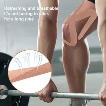 2 шт. Кинезиологическая лента для колена, предварительно нарезанная клейкая спортивная лента для спортзала, фитнеса, кинезиологическая спортивная лента для бега, тенниса, плавания, футбола розы красного