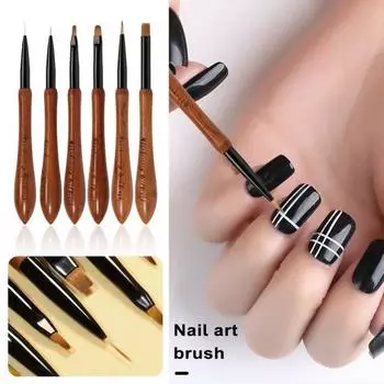 2 шт., кисть для дизайна ногтей, профессиональная гибкая щетина, ручка для маникюра, мелкая деталь, кисть для ногтей «сделай сам», для рисования кончиков ногтей