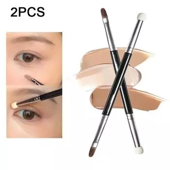 2 шт., кисть для консилера с двумя головками, профессиональная кисть для макияжа, кисть для деталей с губкой, многофункциональная кисть для макияжа с мягкой щетиной