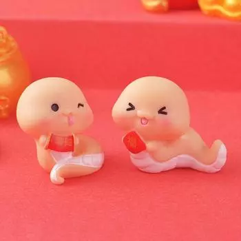 2 шт. Китайские новогодние миниатюрные фигурки, мультяшные милые змеиные ландшафтные украшения, креативные украшения для дома своими руками, аксессуары, подарок A1