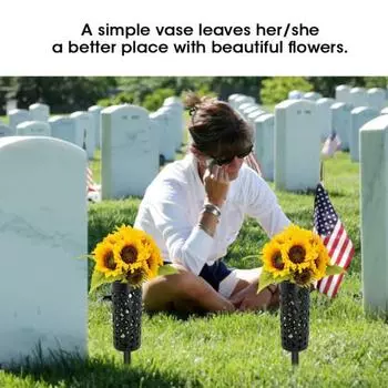 2 шт. кладбищенская ваза с длинным шипом, большие дренажные отверстия, полый дизайн, устойчивая к атмосферным воздействиям, День памяти, кладбище, цветочный держатель, украшение для сада чёрный