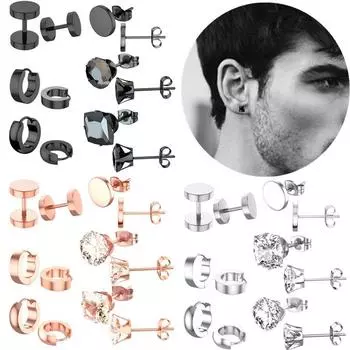 2 шт. классические гипоаллергенные серьги-клипсы из нержавеющей стали для мужчин и женщин винтажные изогнутые двусторонние серьги-гвоздики для пирсинга Style 1 серебряный