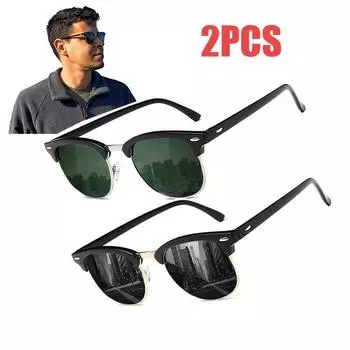 2 шт. классические солнцезащитные очки в полурамке для мужчин и женщин, модные солнцезащитные очки для мужчин, популярные очки для вождения