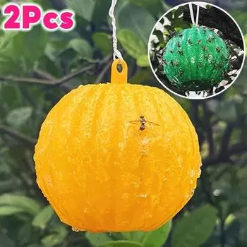 2 шт. клейкая липкая ловушка для мух, шарик, подвесная ловушка для мух, ловушка для фруктовых мух для растений, ловушка для ос, ловля насекомых, садовая поставка жёлтый