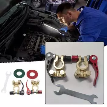 2 шт., клемма аккумулятора из алюминиевого сплава, высококачественный зажим для кабеля, разъем для разъединения клемм 12 В, автомобильный зажим 24 В 6 В, Quick N8B9