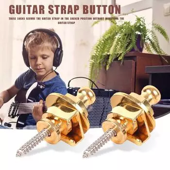 2 шт. Кнопка блокировки ремня для бас-электрогитары противоскользящие гвозди для ремня (Золото) Делавэр