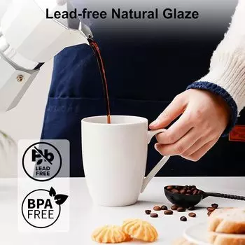 2 шт. кофейная кружка, керамические большие кофейные чашки, керамические белые кофейные кружки для латте, чая, капучино, какао, можно использовать в микроволновой печи