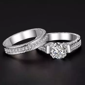 2 шт. Кольца для пар в форме кубической геометрии для мужчин и женщин с цирконием, блестящие, универсальные US 7 серебряный