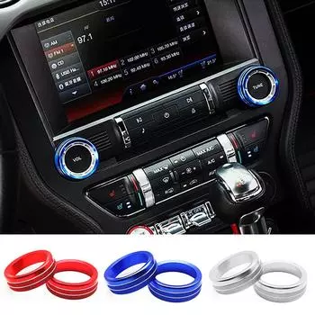 2 шт. кольца для регулировки радиоприемника кондиционера, декоративная крышка для кнопки управления кондиционером для Ford Mustang 2015-2020, отделка аудиосистемы красный