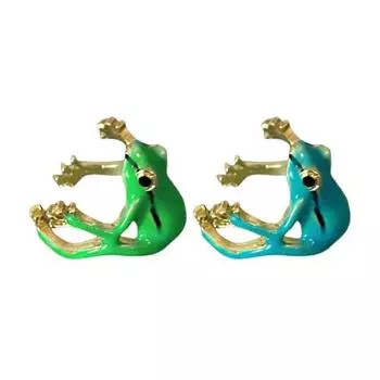 2 шт. Кольца на пальцы Ручной работы Дизайн Древесная лягушка Кольца Яркий цвет Легкое кольцо Аксессуар для животных Ювелирное украшение Подарок 2pcs зелёный/синий