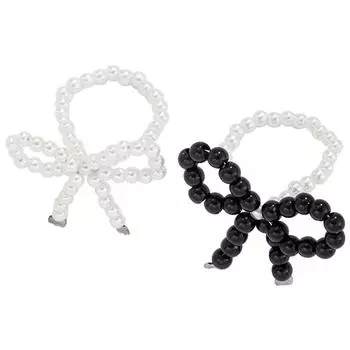 2 шт., кольца с бантом из бисера, регулируемые кольца, кольца с бантами, украшения на палец, элегантные украшения, стильный аксессуар для вечеринок C
