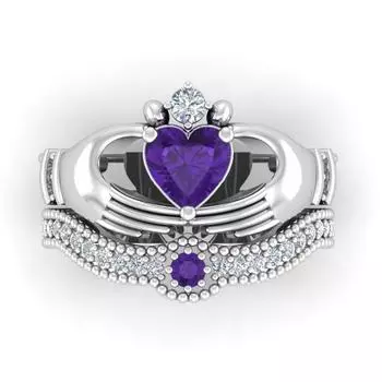 2 шт. кольцо Claddagh с кубическим цирконом в форме сердца, ирландские классические обручальные кольца для женщин, много оптом 5