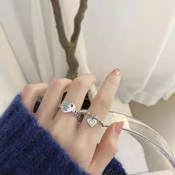 2 шт. кольцо для влюбленных Love Love Love с регулируемым темпераментом модное резное женское кольцо серебряный