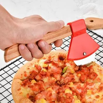 2 шт. Колесо для пиццы из нержавеющей стали, топор в форме ножа для пиццы с деревянными ножами 2pcs чёрный