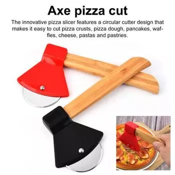 2 шт. Колесо для пиццы из нержавеющей стали, нож для пиццы в форме топора с деревянными ручками и острыми вращающимися лезвиями, роликовый резак для пиццы 2pcs чёрный