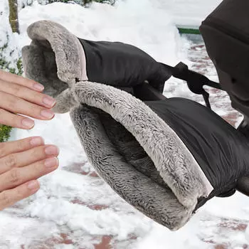 2 шт. коляска перчатки тележка муфта для рук кнопки теплые аксессуары ручка чёрный