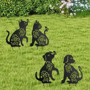 2 шт. колышки в виде силуэта животного, декоративные колышки для животных, кошачьи колышки, украшения для кольев, вставки для животных, наружное украшение