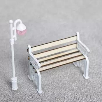 2 шт./компл. 1:12 кукольных домиков, миниатюрная деревянная парковая скамейка, уличный фонарь, костюм, украшения для сада, уличная мебель, модель, декор, игрушки чёрный