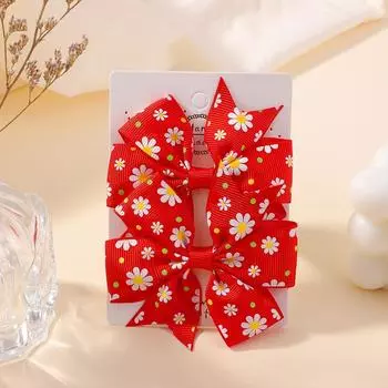 2 шт./компл. 3,15 Принтованные банты для волос «Подсолнух» с зажимом для маленьких девочек, милые бутиковые заколки-автоматы из репсовой ленты, аксессуары для волос