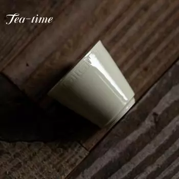 2 шт./компл., 40 мл, китайская печь для обжига Динь, белая керамическая чашка, бутик, тисненый кувшин, ароматная чашка, ароматная чашка для украшения чайных принадлежностей 4.9x4.2cm 40ml