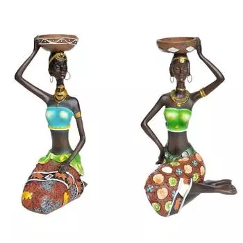 2 шт./компл., африканская женская статуя из смолы, подсвечник, обеденный стол, подсвечник, свадебный подарок, домашний декор, скульптура