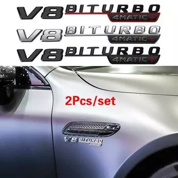 2 шт./компл., эмблема на крыло автомобиля, наклейка для B//e-nz E250 E280 E230 E300 CLA CLK GLA GLC GLE GT GLS GL Class W211 W203 W204 W163 V8 BITURBO 4MATIC чёрный
