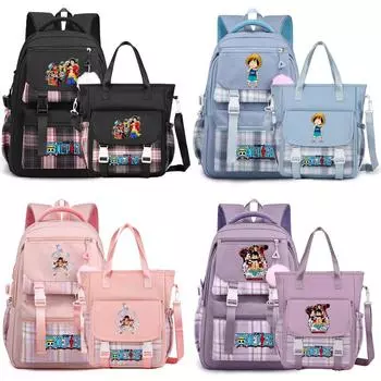 2 шт./компл. аниме цельная большая вместительная сумка для подростков, студентов, детей, девочек, мальчиков, обратно в школу, моющаяся универсальная сумка через плечо