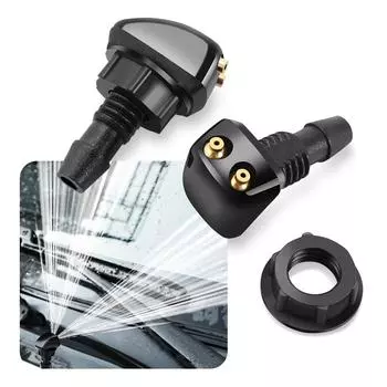 2 шт./компл. автомобильный стеклоочиститель лобового стекла форсунка распылитель подходит для большинства моделей автомобилей автомобильный двойной отверстия форсунка омывателя лобового стекла распылитель воды чёрный