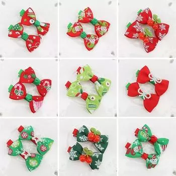 2 шт./компл. банты для вечеринок, заколки для волос с рождественским принтом, банты с зажимами для девочек, банты для волос, аксессуары для волос, заколки для волос, заколка, подарок