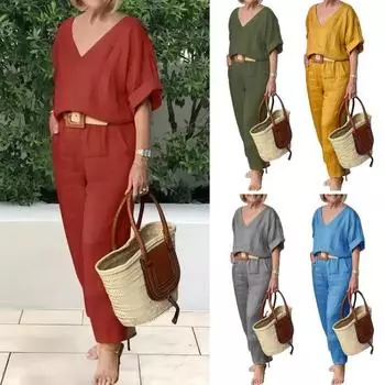 2 шт./компл., блузка, комплект брюк, топ с v-образным вырезом и длинными рукавами, широкие брюки, свободные брюки с эластичной резинкой на талии, повседневная домашняя одежда для поездок на работу, наряд XL серый