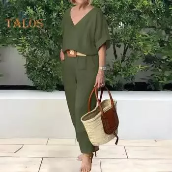 2 шт./компл., блузка, комплект брюк, топ с v-образным вырезом и длинными рукавами, широкие брюки, свободные брюки с эластичной резинкой на талии, повседневная домашняя одежда для поездок на работу, наряд XL серый