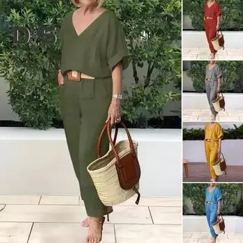 2 шт./компл., блузка, комплект брюк, топ с v-образным вырезом и длинными рукавами, широкие брюки, свободные брюки с эластичной резинкой на талии, повседневная домашняя одежда для поездок на работу, наряд XL серый