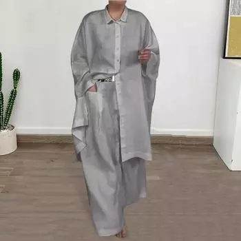 2 шт./компл. блузка на пуговицах и брюки, комплект женской рубашки с длинными рукавами и лацканами, осень-весна с нагрудным карманом XXXL белый