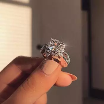 Богемный женский набор из двух колец с камнями 6 серебряный