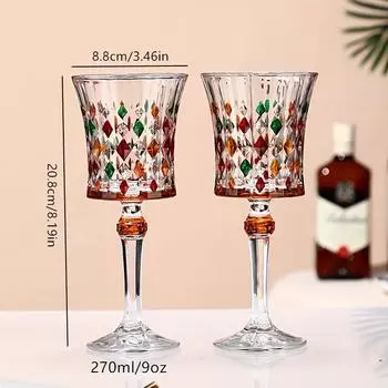 2 шт./компл. Бокалы для красного вина с ручной росписью и роскошными стеклянными чашками Радужный блеск Ручная роспись для иностранного вина Маленькие и уникальные бокалы для шампанского Win