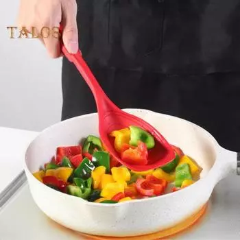 2 шт./компл. большая силиконовая кухонная ложка, набор шпателей с антипригарным покрытием, набор твердых ложек с прорезями, дизайн с подвесным отверстием, термостойкая ложка, кухонная утварь чёрный