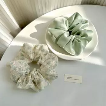 2 шт./компл. Большие атласные резинки для волос с кружевной цветочной вышивкой, резинки для волос, веревки, роскошный держатель для хвостика для девочек, кружевные сказочные резинки