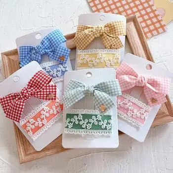 2 шт./компл., большие банты, заколки для волос для маленьких девочек, детские заколки с кружевами и цветами, аксессуары для волос для девочек, детские заколки