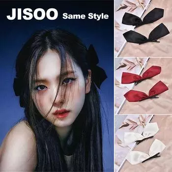 2 шт./компл. BP JISOO, черные, розовые заколки для волос с бантом в одном стиле, милые элегантные шлепанцы, корейские аксессуары для волос белый